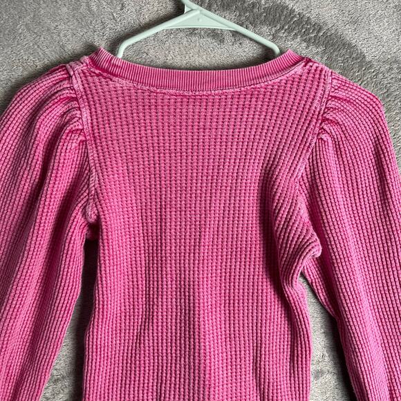 Free People Wesley Thermal Pink XS Boho Lounge Wear Everyday Staple - Picture 3 of 7